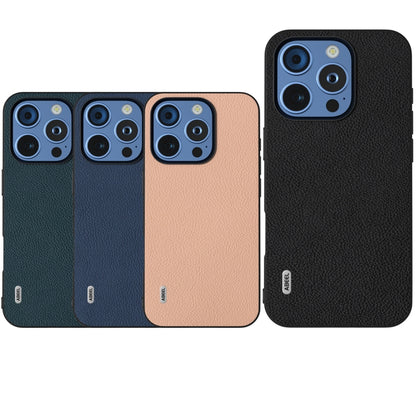 For iPhone 16 Pro ABEEL Genuine Leather + PC Litchi Texture Phone Case(Pink Gold) - iPhone 16 Pro Cases by buy2fix | Online Shopping UK | buy2fix