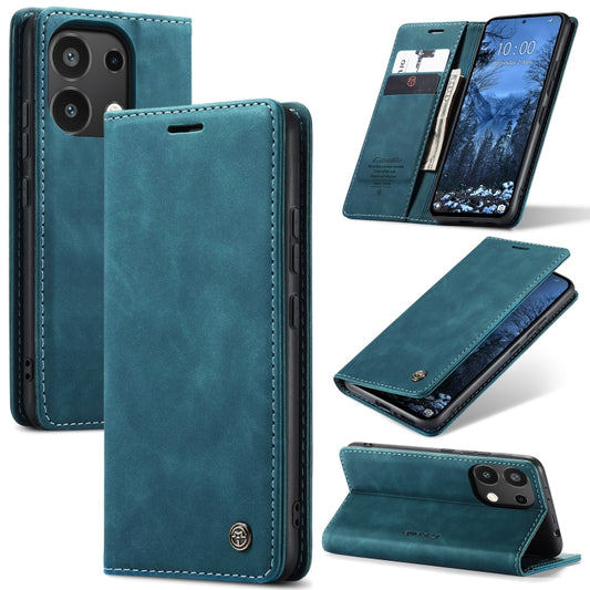 For Xiaomi Redmi Note 13 4G CaseMe 013 Multifunctional Horizontal Flip Leather Phone Case(Blue) - Xiaomi Cases by CaseMe | Online Shopping UK | buy2fix