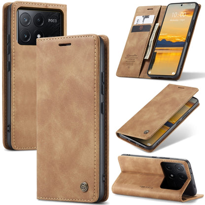 For Xiaomi Redmi K70E 5G CaseMe 013 Multifunctional Horizontal Flip Leather Phone Case(Brown) - K70E Cases by CaseMe | Online Shopping UK | buy2fix