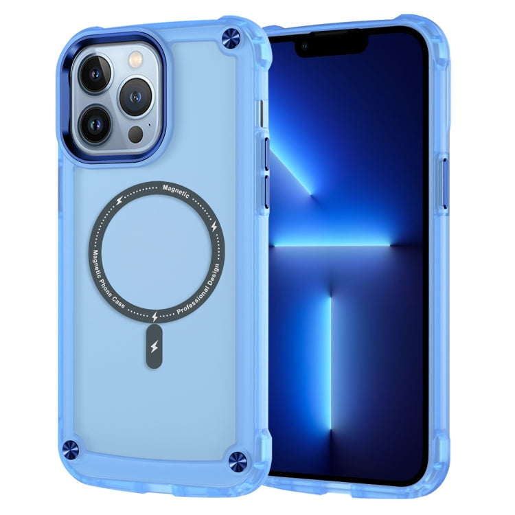 For iPhone 13 Pro Skin Feel TPU + PC MagSafe Magnetic Phone Case(Transparent Blue) - iPhone 13 Pro Cases by buy2fix | Online Shopping UK | buy2fix