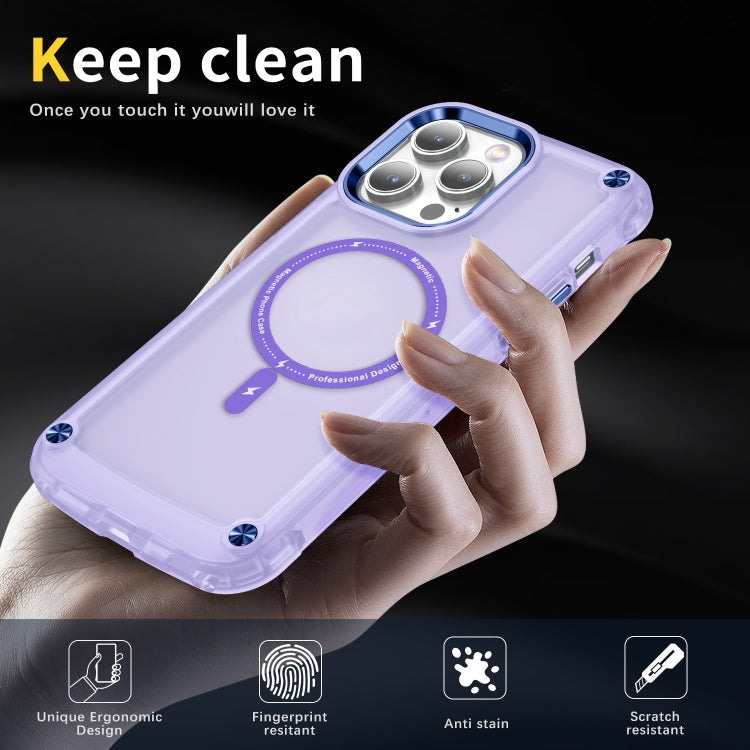 For iPhone 12 / 12 Pro Skin Feel TPU + PC MagSafe Magnetic Phone Case(Transparent Purple) - iPhone 12 / 12 Pro Cases by buy2fix | Online Shopping UK | buy2fix