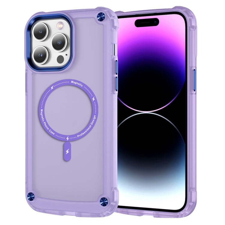 For iPhone 16 Pro Max Skin Feel TPU + PC MagSafe Magnetic Phone Case(Transparent Purple) - iPhone 16 Pro Max Cases by buy2fix | Online Shopping UK | buy2fix