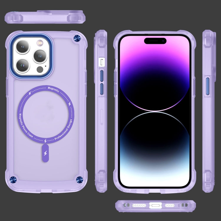 For iPhone 16 Pro Max Skin Feel TPU + PC MagSafe Magnetic Phone Case(Transparent Purple) - iPhone 16 Pro Max Cases by buy2fix | Online Shopping UK | buy2fix