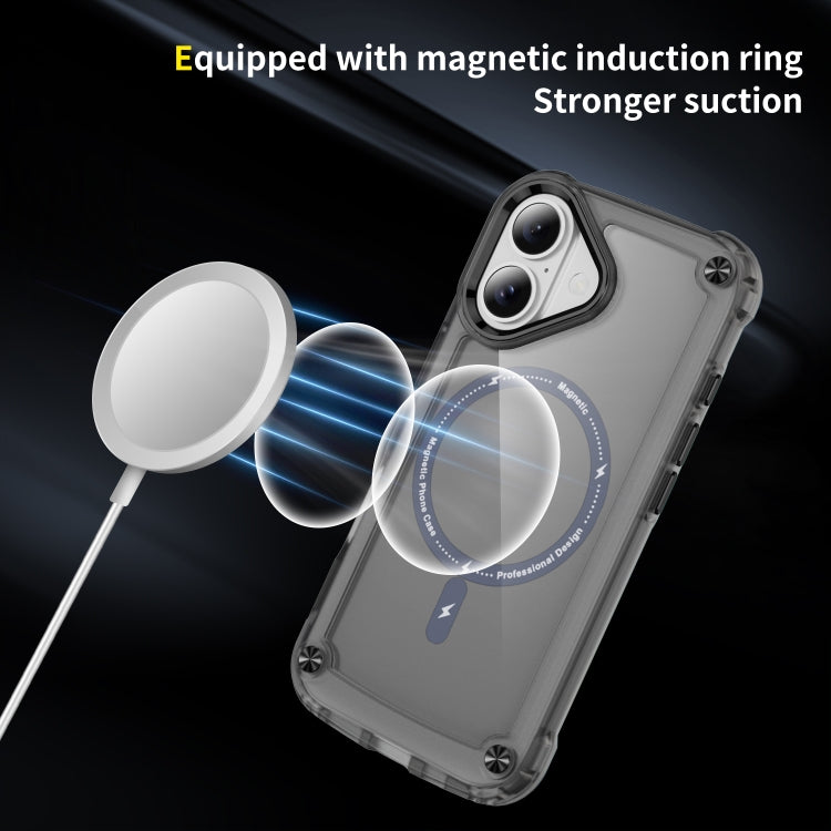 For iPhone 16 Plus Skin Feel TPU + PC MagSafe Magnetic Phone Case(Transparent Black) - iPhone 16 Plus Cases by buy2fix | Online Shopping UK | buy2fix