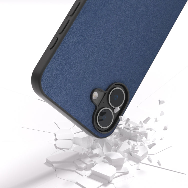 For iPhone 16 Plus ABEEL Genuine Leather Xiaoya Series Phone Case(Blue) - iPhone 16 Plus Cases by buy2fix | Online Shopping UK | buy2fix