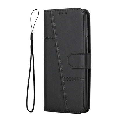 For Xiaomi Redmi K70E Stitching Calf Texture Buckle Leather Phone Case(Black) - K70E Cases by buy2fix | Online Shopping UK | buy2fix