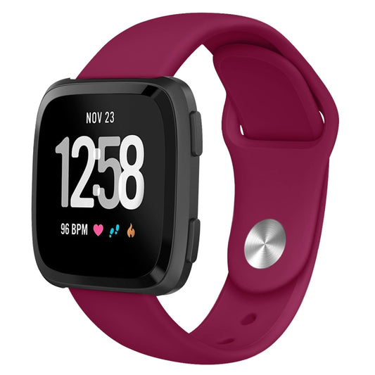 For Fitbit Versa 2 / Fitbit Versa / Fitbit Versa Lite Solid Color Silicone Watch Band, Size:L(Wine Red) - Watch Bands by buy2fix | Online Shopping UK | buy2fix