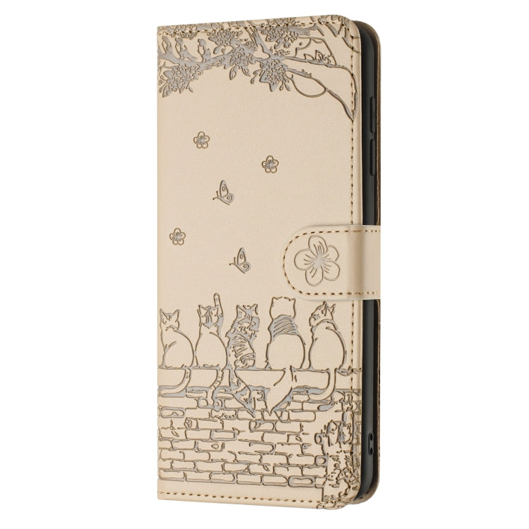 For iPhone SE 2024 Cat Embossing Pattern Leather Phone Case with Lanyard(Beige) - More iPhone Cases by buy2fix | Online Shopping UK | buy2fix