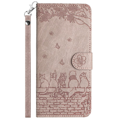 For iPhone 16 Pro Cat Embossing Pattern Leather Phone Case with Lanyard(Grey) - iPhone 16 Pro Cases by buy2fix | Online Shopping UK | buy2fix