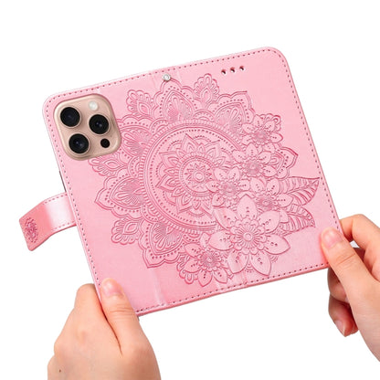 For iPhone 16 Pro 7-petal Flowers Embossing Leather Phone Case(Rose Gold) - iPhone 16 Pro Cases by buy2fix | Online Shopping UK | buy2fix