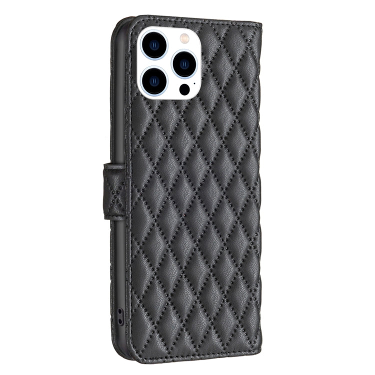 For iPhone 16 Pro Max Diamond Lattice Wallet Flip Leather Phone Case(Black) - iPhone 16 Pro Max Cases by buy2fix | Online Shopping UK | buy2fix