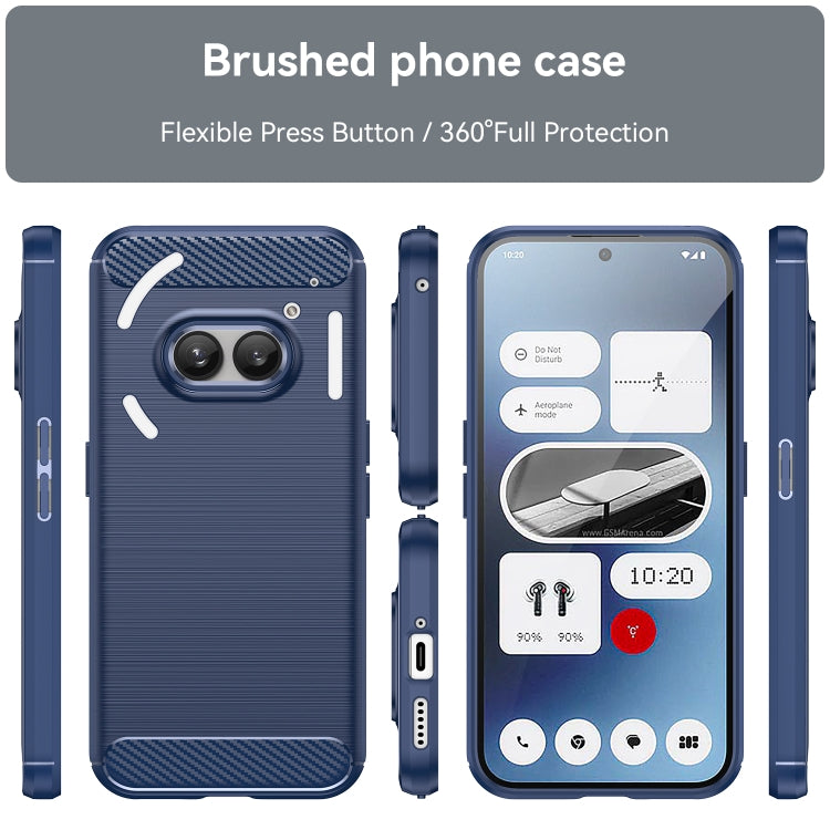 For Nothing Phone 2a Brushed Texture Carbon Fiber TPU Phone Case(Blue) - More Brand by buy2fix | Online Shopping UK | buy2fix