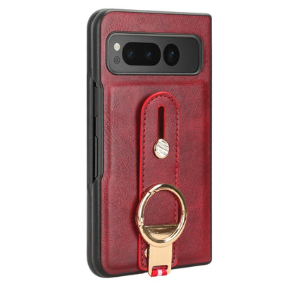 For Google Pixel Fold Wristband Leather Back Phone Case(Red) - Google Cases by buy2fix | Online Shopping UK | buy2fix