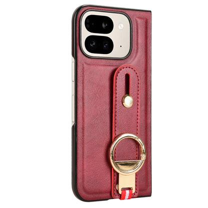 For Google Pixel 9 Pro  Fold Wristband Leather Back Phone Case(Red) - Google Cases by buy2fix | Online Shopping UK | buy2fix