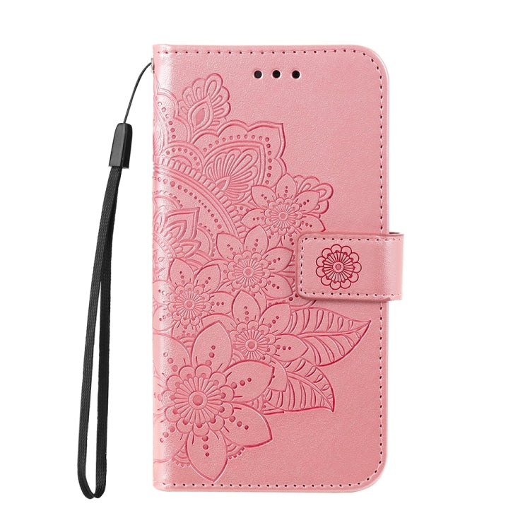 For Google Pixel 9 Pro 7-petal Flowers Embossing Leather Phone Case(Rose Gold) - Google Cases by buy2fix | Online Shopping UK | buy2fix