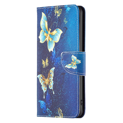 For iPhone 16 Colored Drawing Pattern Flip Leather Phone Case(Gold Butterfly) - iPhone 16 Cases by buy2fix | Online Shopping UK | buy2fix