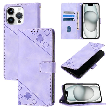 For iPhone 16 Pro Max Skin-feel Embossed Leather Phone Case(Light Purple) - iPhone 16 Pro Max Cases by buy2fix | Online Shopping UK | buy2fix