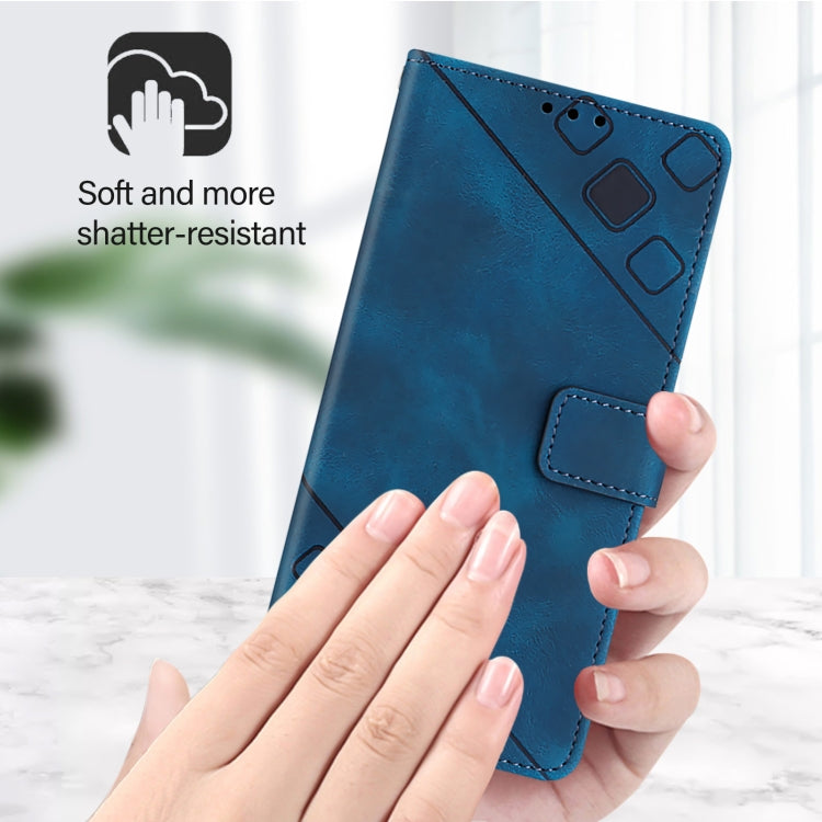 For iPhone 16 Pro Skin-feel Embossed Leather Phone Case(Blue) - iPhone 16 Pro Cases by buy2fix | Online Shopping UK | buy2fix