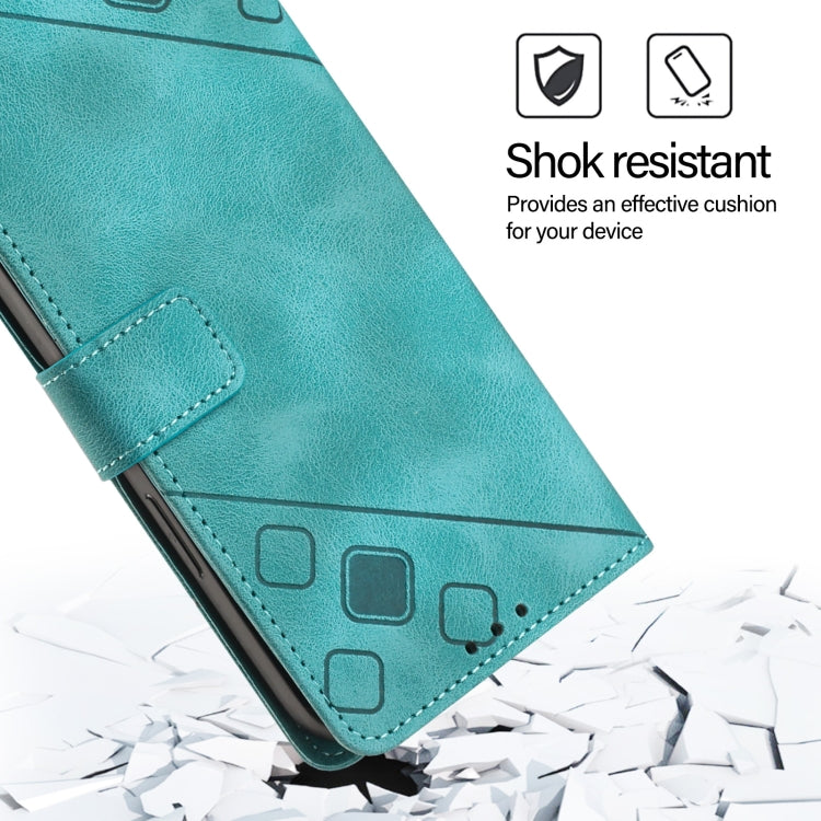 For iPhone 16 Plus Skin-feel Embossed Leather Phone Case(Green) - iPhone 16 Plus Cases by buy2fix | Online Shopping UK | buy2fix