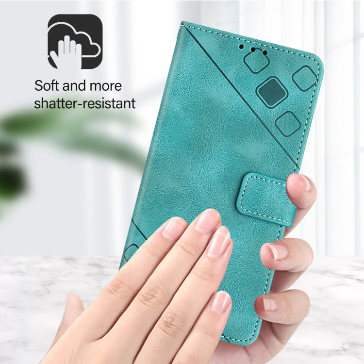 For iPhone 16 Plus Skin-feel Embossed Leather Phone Case(Green) - iPhone 16 Plus Cases by buy2fix | Online Shopping UK | buy2fix