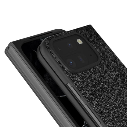 For Google Pixel 9 Pro Fold ABEEL Black Edge Genuine Leather Mino Phone Case(Black) - Google Cases by buy2fix | Online Shopping UK | buy2fix