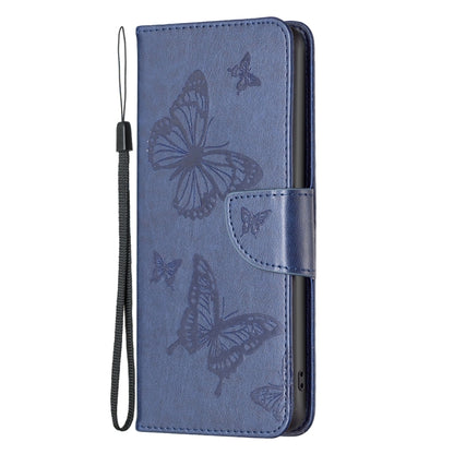 For iPhone 16 Pro Embossing Two Butterflies Pattern Leather Phone Case(Blue) - iPhone 16 Pro Cases by buy2fix | Online Shopping UK | buy2fix