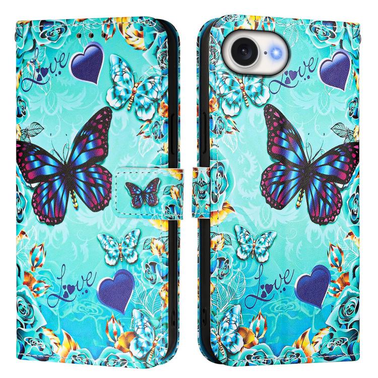 For iPhone SE 2024 Colored Drawing Pattern Plain Weave Leather Phone Case(Caring Butterfly) - More iPhone Cases by buy2fix | Online Shopping UK | buy2fix