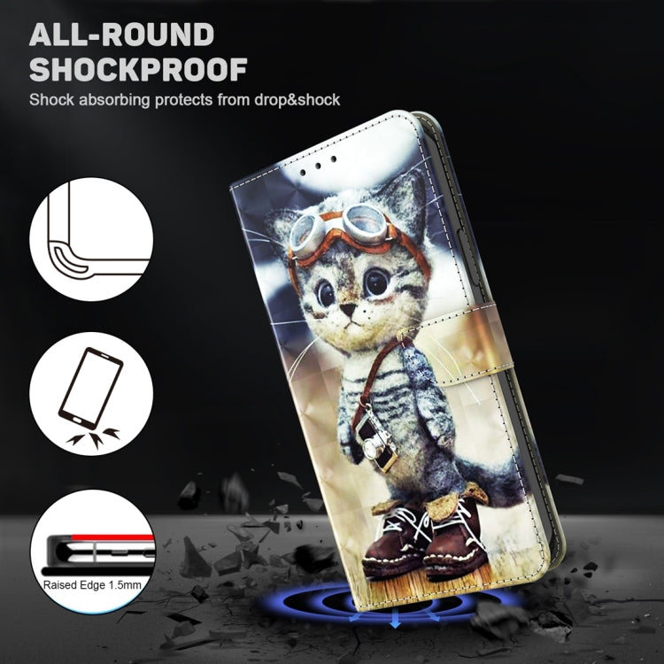 For Google Pixel 9 Pro 3D Painted Pattern Leather Phone Case(Naughty Cat) - Google Cases by buy2fix | Online Shopping UK | buy2fix