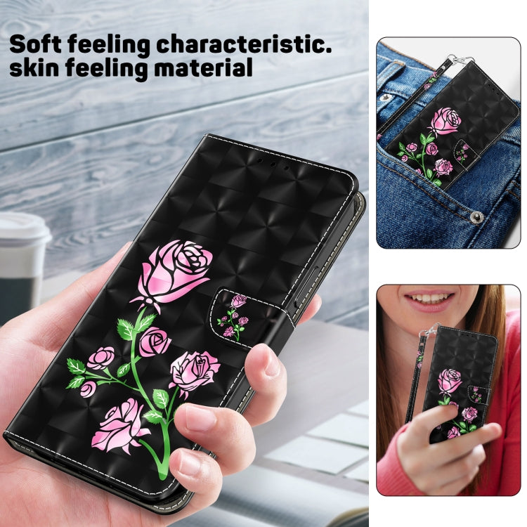 For Google Pixel 9 Pro XL 3D Painted Pattern Leather Phone Case(Rose) - Google Cases by buy2fix | Online Shopping UK | buy2fix