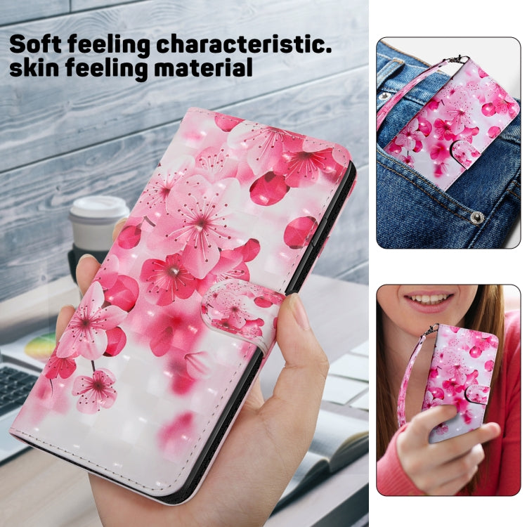 For Google Pixel 9 Pro XL 3D Painted Pattern Leather Phone Case(Red Flower) - Google Cases by buy2fix | Online Shopping UK | buy2fix