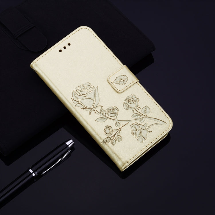 For Xiaomi Redmi A3 Rose Embossed Flip PU Leather Phone Case(Gold) - Xiaomi Cases by buy2fix | Online Shopping UK | buy2fix