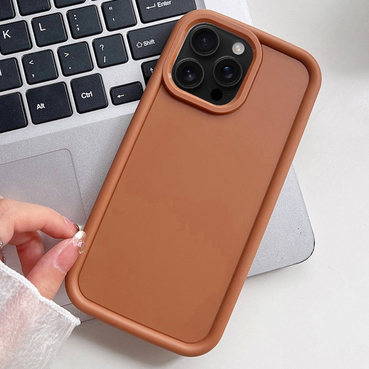 For iPhone 16 Pro Max Shockproof Frame Frosted TPU Phone Case(Brown) - iPhone 16 Pro Max Cases by buy2fix | Online Shopping UK | buy2fix