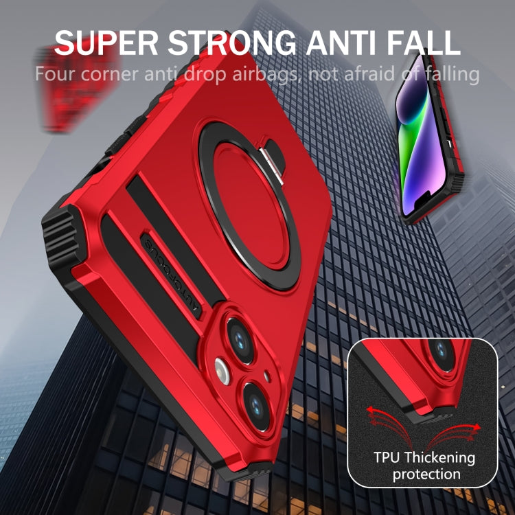 For iPhone 15 Plus MagSafe Magnetic Holder Phone Case(Red) - iPhone 15 Plus Cases by buy2fix | Online Shopping UK | buy2fix