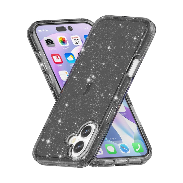 For iPhone 16 Plus Shockproof Terminator Glitter Powder Phone Case(Black) - iPhone 16 Plus Cases by buy2fix | Online Shopping UK | buy2fix