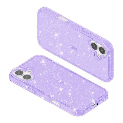 For iPhone 16 Shockproof Terminator Glitter Powder Phone Case(Purple) - iPhone 16 Cases by buy2fix | Online Shopping UK | buy2fix