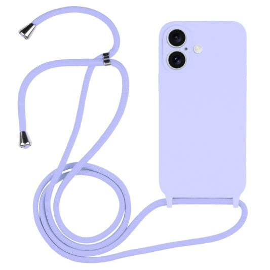 For iPhone 16 Plus Crossbody Lanyard Liquid Silicone Case(Purple) - iPhone 16 Plus Cases by buy2fix | Online Shopping UK | buy2fix