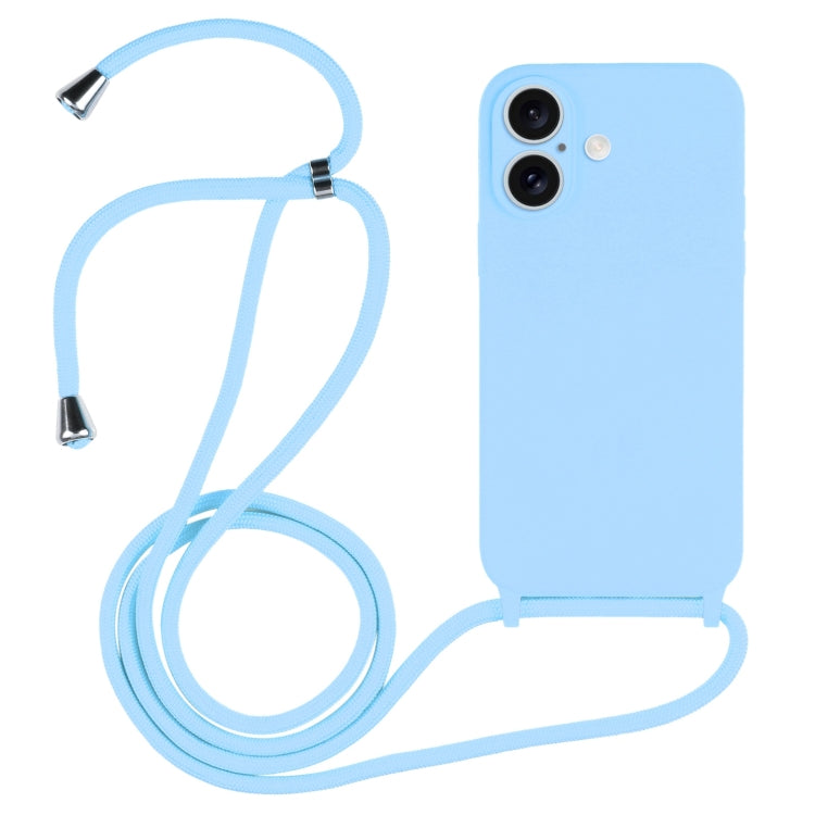 For iPhone 16 Plus Crossbody Lanyard Liquid Silicone Case(Blue) - iPhone 16 Plus Cases by buy2fix | Online Shopping UK | buy2fix