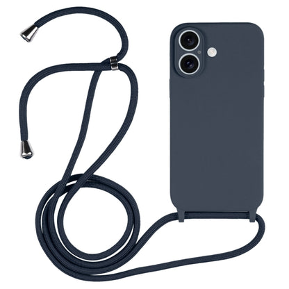 For iPhone 16 Plus Crossbody Lanyard Liquid Silicone Case(Midnight Blue) - iPhone 16 Plus Cases by buy2fix | Online Shopping UK | buy2fix