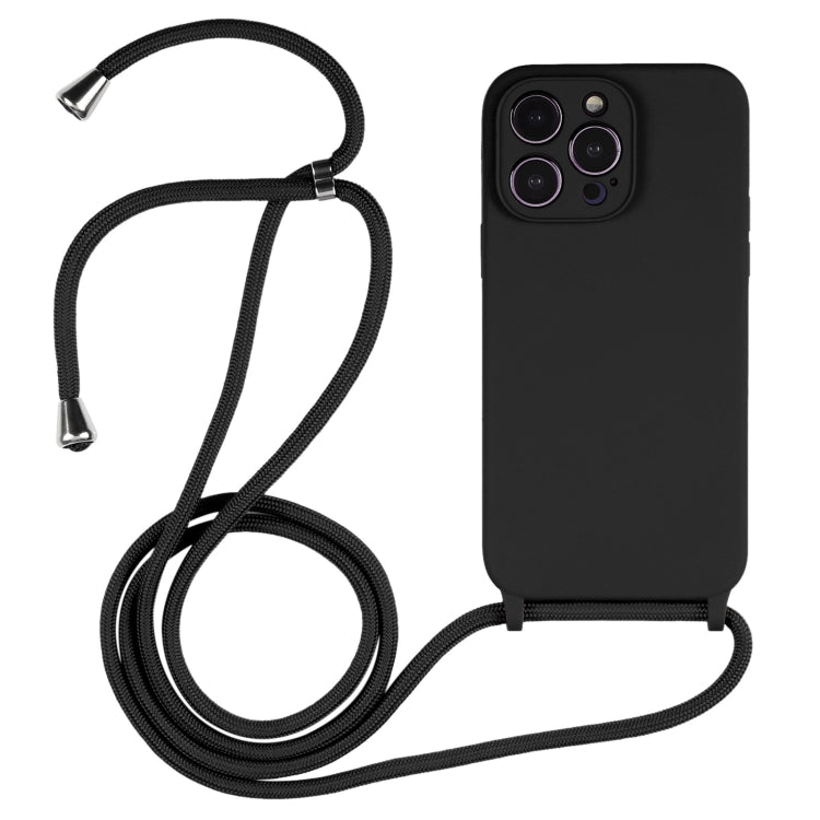 For iPhone 16 Pro Max Crossbody Lanyard Liquid Silicone Case(Black) - iPhone 16 Pro Max Cases by buy2fix | Online Shopping UK | buy2fix