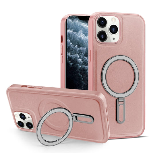 For iPhone 11 Pro Max MagSafe Magnetic Holder Phone Case(Pink) - iPhone 11 Pro Max Cases by buy2fix | Online Shopping UK | buy2fix