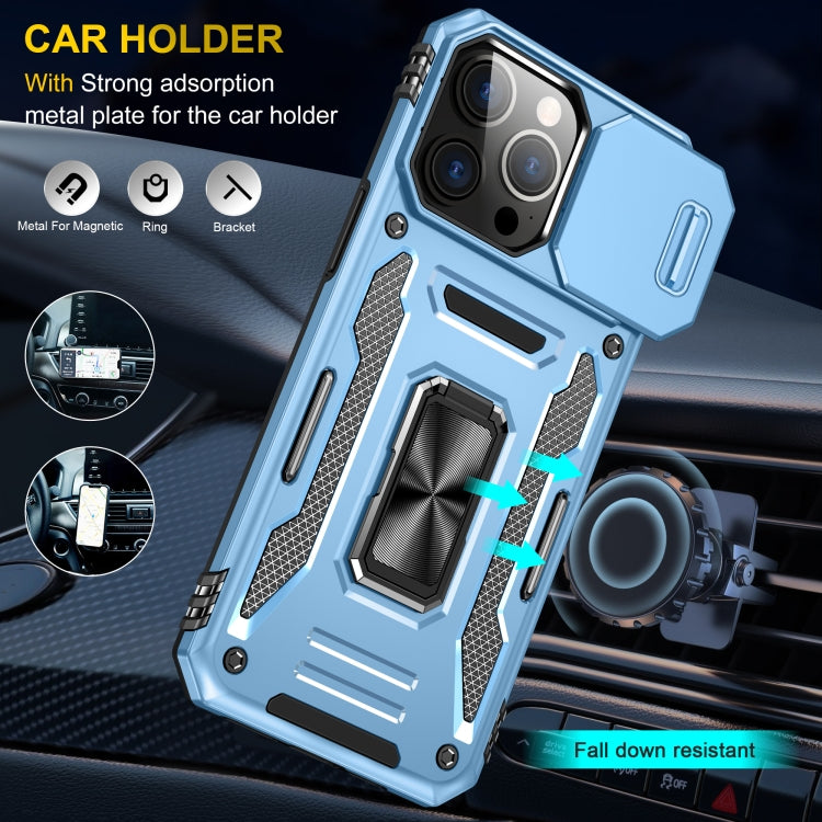 For iPhone 16 Pro Armor PC + TPU Camera Shield Phone Case(Light Blue) - iPhone 16 Pro Cases by buy2fix | Online Shopping UK | buy2fix