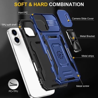 For iPhone 16 Plus Armor PC + TPU Camera Shield Phone Case(Navy Blue) - iPhone 16 Plus Cases by buy2fix | Online Shopping UK | buy2fix