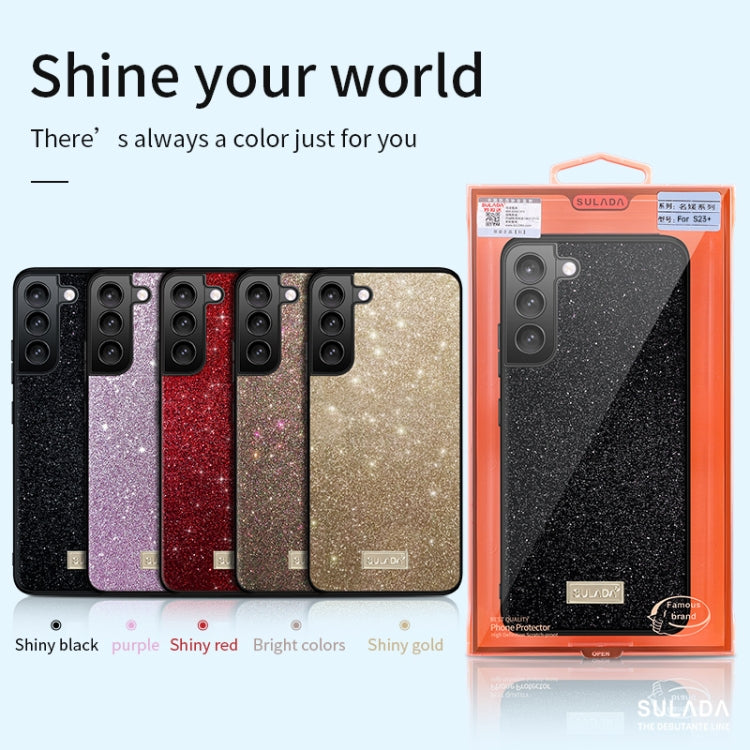 For Samsung Galaxy S24+ 5G SULADA Glittery TPU + Handmade Leather Phone Case(Black) - Galaxy S24+ 5G Cases by SULADA | Online Shopping UK | buy2fix