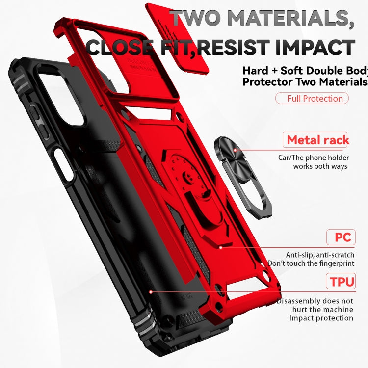 For Motorola Moto G22 5G / Moto G Play 2024 Sliding Camshield Holder Phone Case(Red) - Motorola Cases by buy2fix | Online Shopping UK | buy2fix