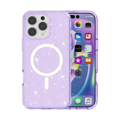 For iPhone 16 Pro Terminator Style Glitter Powder MagSafe Magnetic Phone Case(Purple) - iPhone 16 Pro Cases by buy2fix | Online Shopping UK | buy2fix