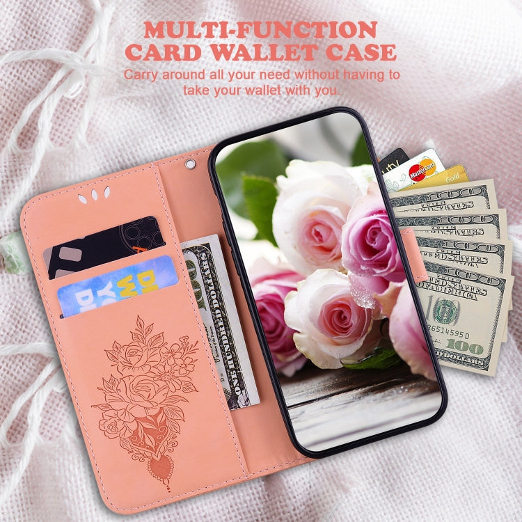 For Motorola Moto G Power 5G 2024 Butterfly Rose Embossed Leather Phone Case(Pink) - Motorola Cases by buy2fix | Online Shopping UK | buy2fix