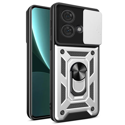 For Motorola Edge 40 Neo 5G Sliding Camera Cover Design TPU Hybrid PC Phone Case(Silver) - Motorola Cases by buy2fix | Online Shopping UK | buy2fix