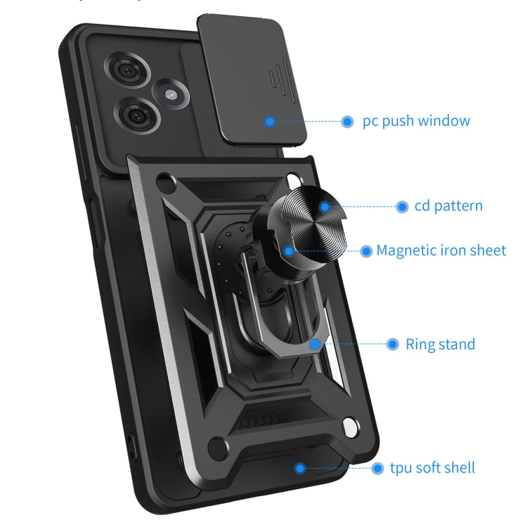 For Motorola Moto G54 5G EU Sliding Camera Cover Design TPU Hybrid PC Phone Case(Blue) - Motorola Cases by buy2fix | Online Shopping UK | buy2fix