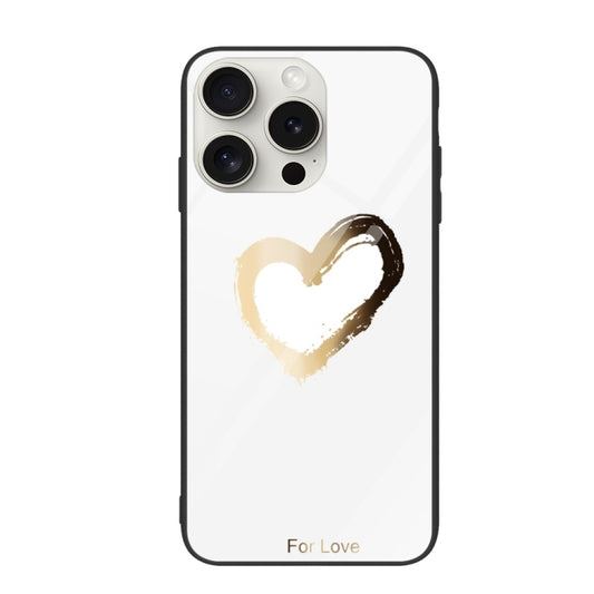 For iPhone 16 Pro Max Colorful Painted Glass Phone Case(Golden Love) - iPhone 16 Pro Max Cases by buy2fix | Online Shopping UK | buy2fix