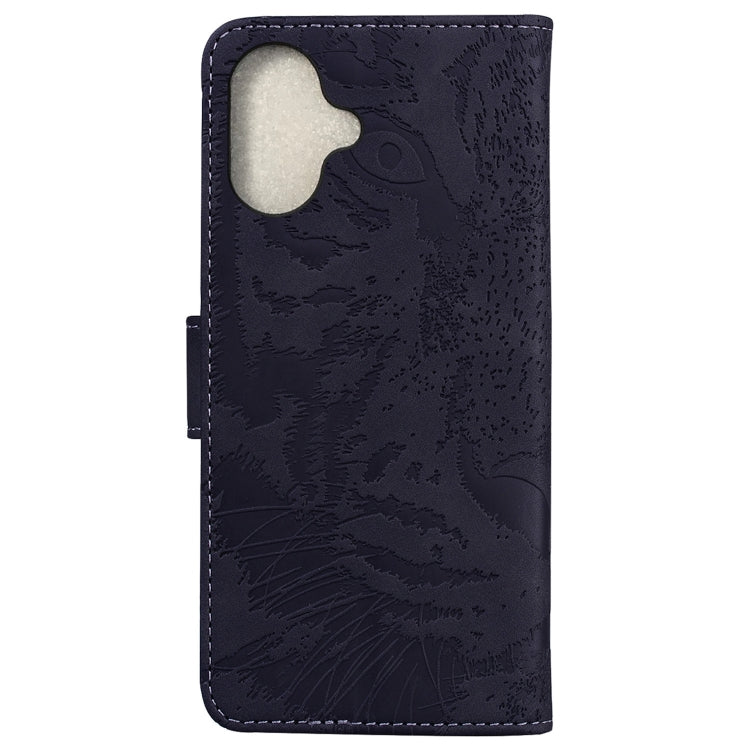 For iPhone 16 Tiger Embossing Pattern Leather Phone Case(Black) - iPhone 16 Cases by buy2fix | Online Shopping UK | buy2fix